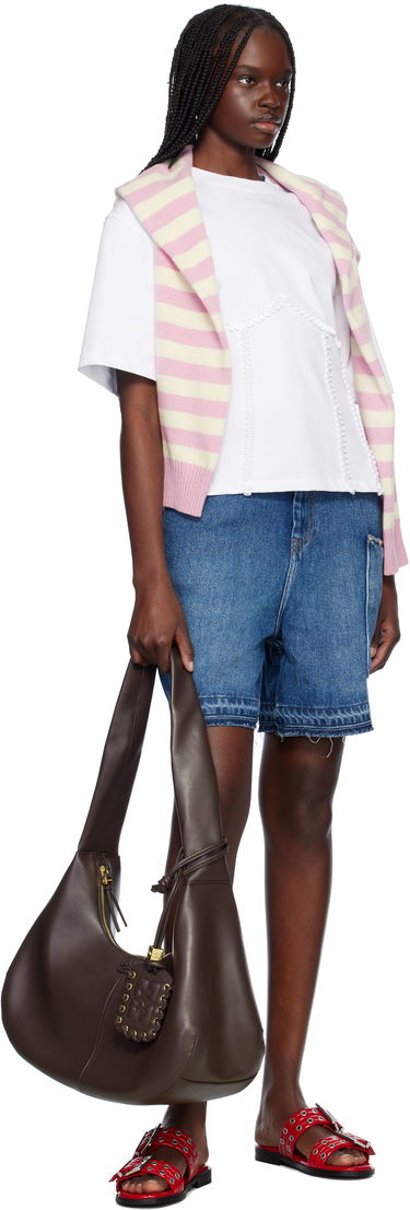 T-shirt GANNI Ganni Cotton Tie Back T-Shirt Vit | T4149, 3