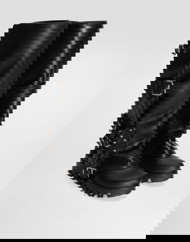 Tillbehör Dolce & Gabbana Dolce & Gabbana Calfskin & Rubber Buckle Knee-High Boots Svart | CU1288AX8728B956, 1