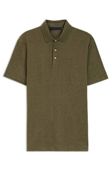 Polotröja BOSS BECKHAM x BOSS Linen Polo Shirt Grön | 50552246