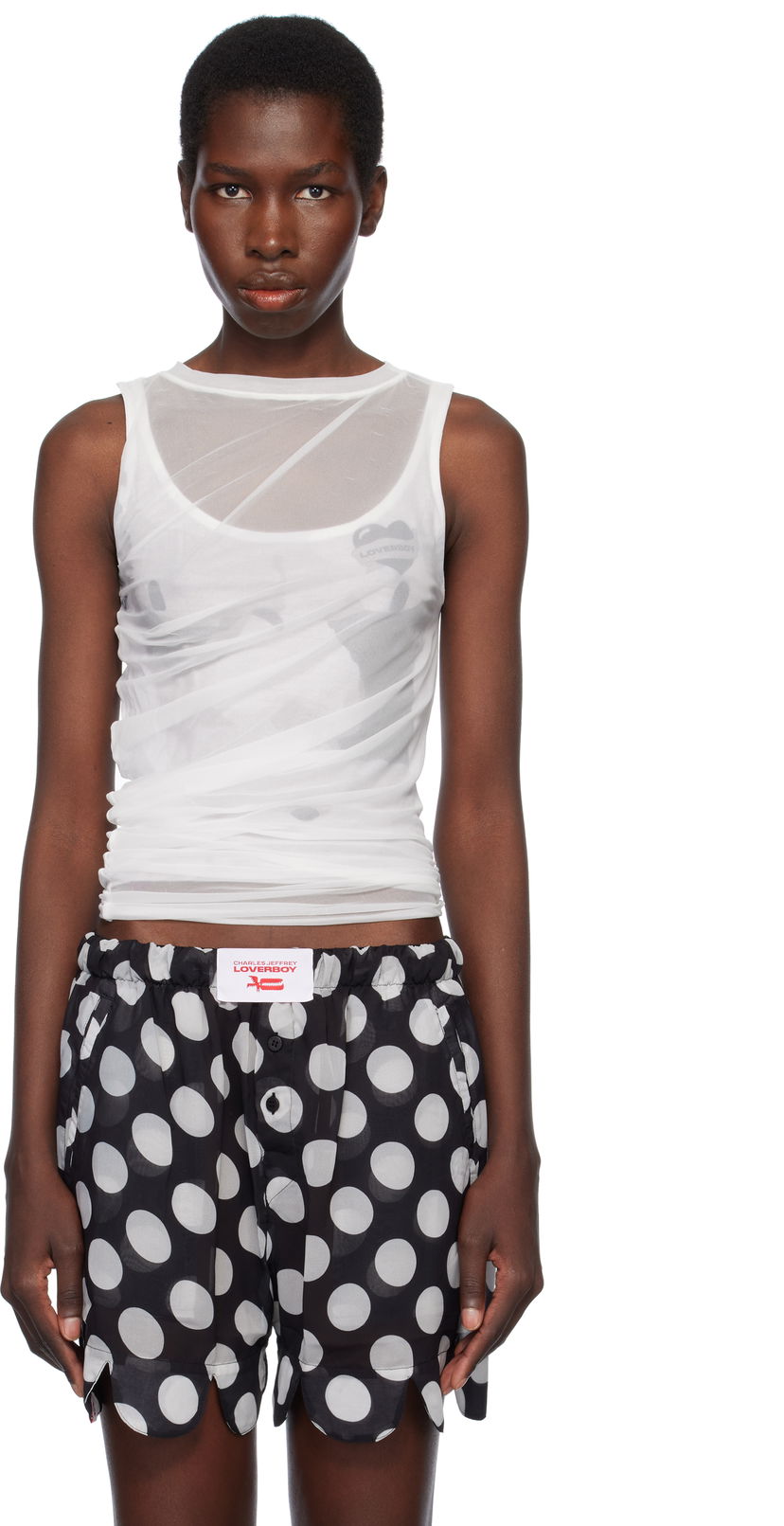 Linne Charles Jeffrey Loverboy Charles Jeffrey LOVERBOY Draped Mesh Tank Top Flerfärgad | 54080201