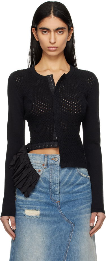 Sweater Maison Margiela MM6 Maison Margiela Detachable Knit Cardigan with Woven Peplum Svart | S52HP0024 M13082, 0