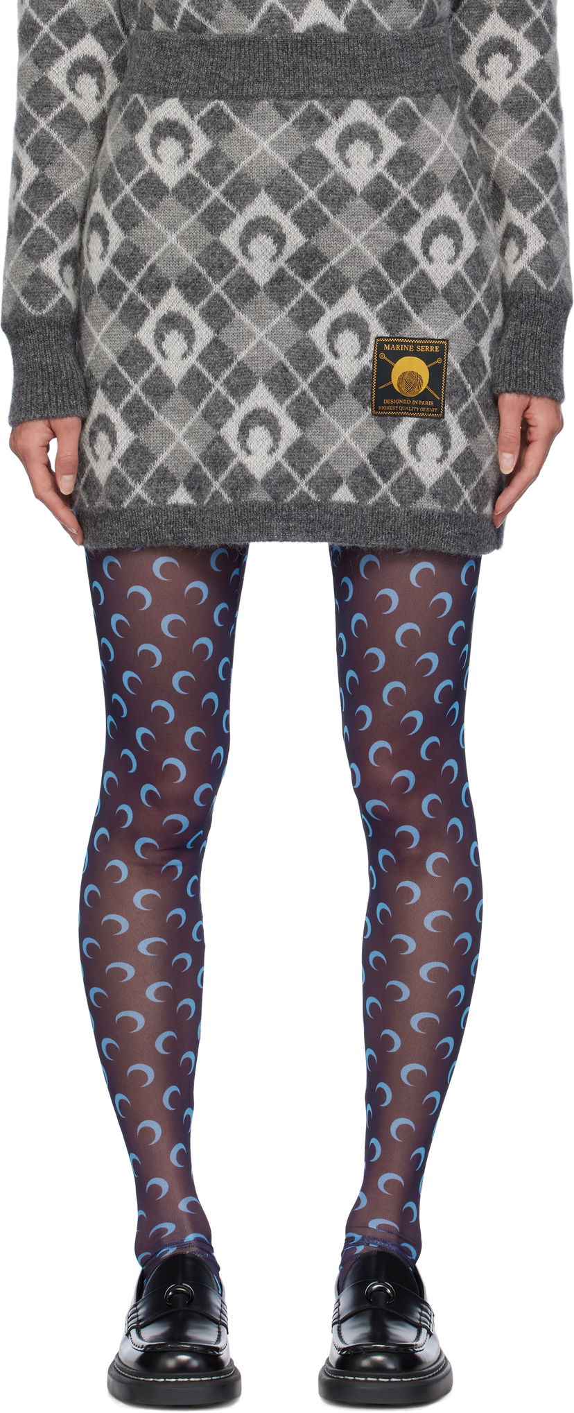 Kjol Marine Serre Argyle Knit Miniskirt Grå | WSK060A