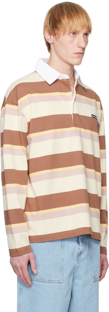 Polotröja MAISON KITSUNÉ Maison Kitsuné Striped Oversize Long Sleeve Polo Brun | OM00207KJ7019, 1