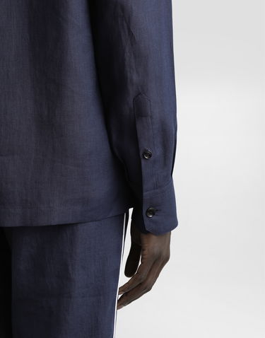 Skjorta Dolce & Gabbana Dolce & Gabbana Linen Vanity Shirt with Heraldic Emblem Mörkblå | G5IF1ZFU4LGB0665, 3