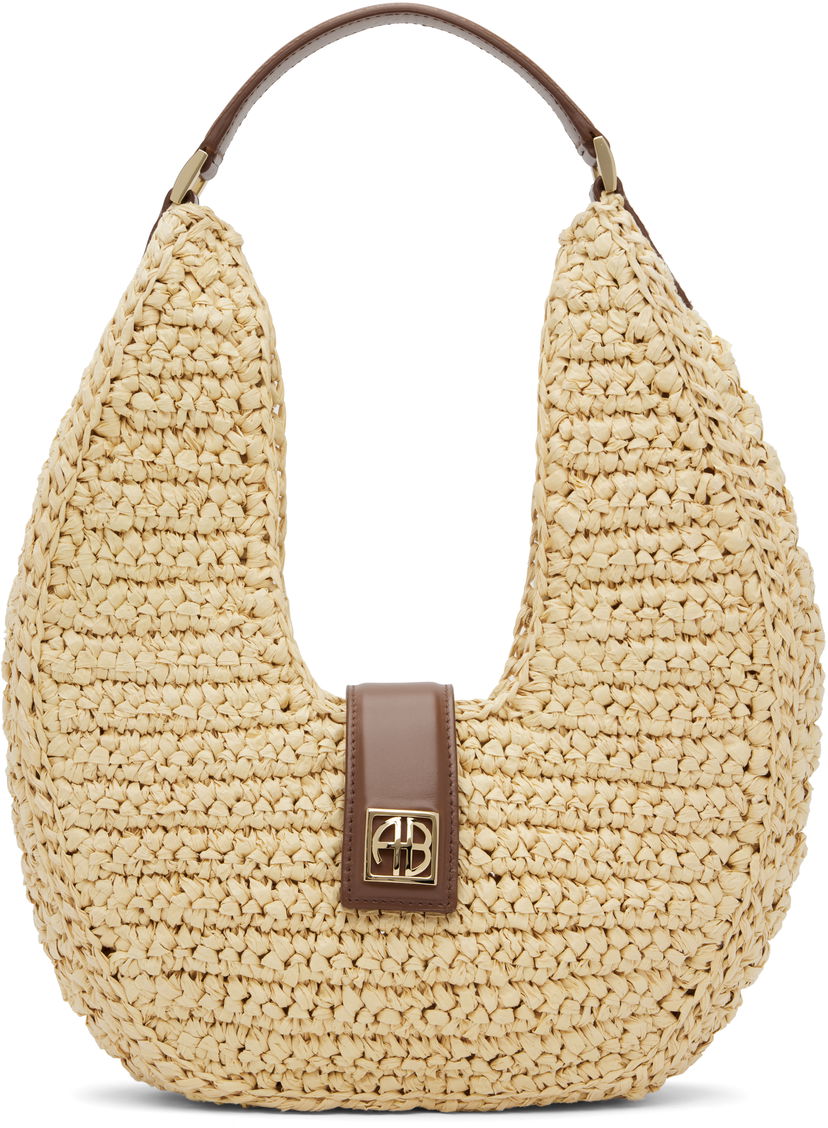 Axelväska Anine Bing ANINE BING Lou Monogram Raffia Shoulder Bag Beige | A-13-11207-NAT1