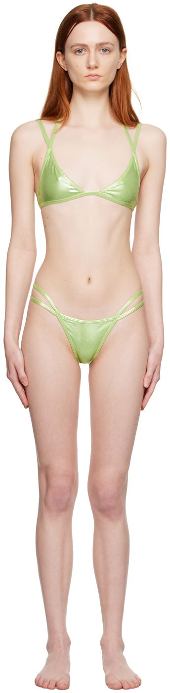 Badkläder The Attico Attico Double Strap Bikini Grön | 233WBB62 PA32