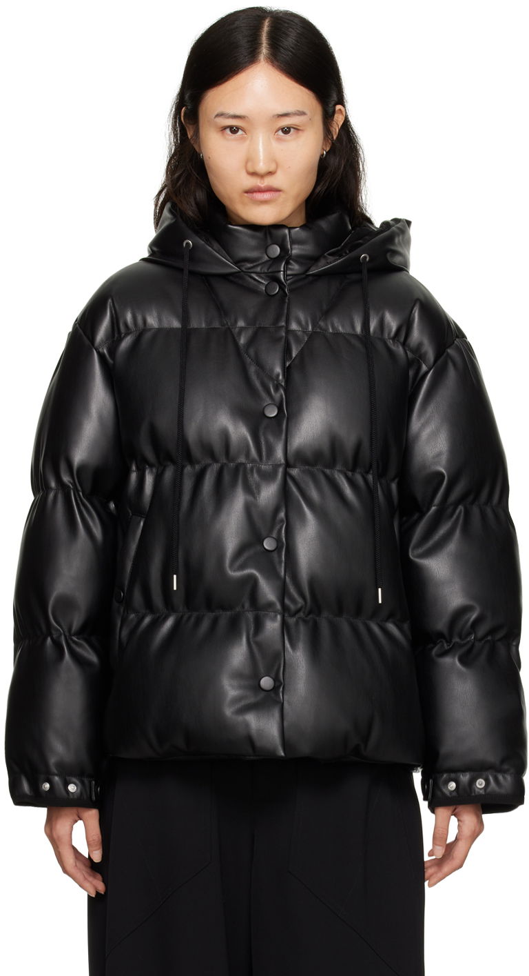 Pufferjacka Stella McCartney Stella McCartney Faux-Leather Puffer Jacket Svart | 6800773BU393
