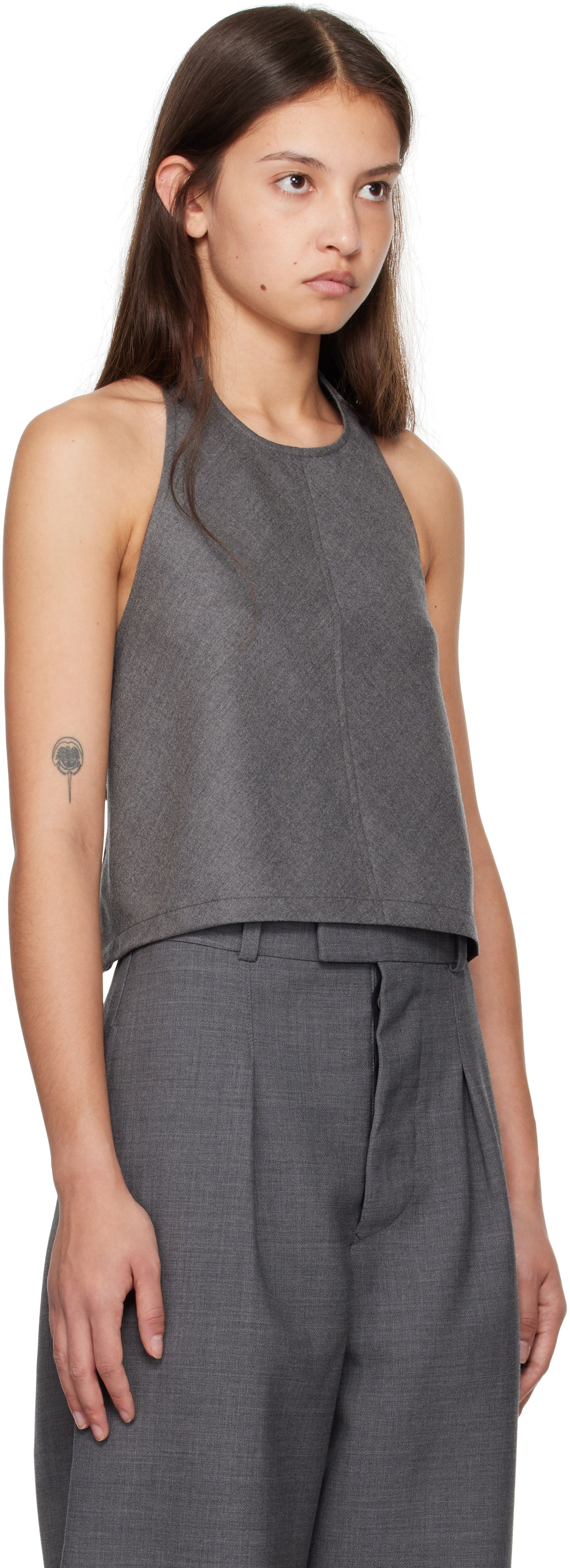 Linne WARDROBE.NYC WARDROBE.NYC Halter Neck Sleeveless Top Grå | W1058F24FL, 1