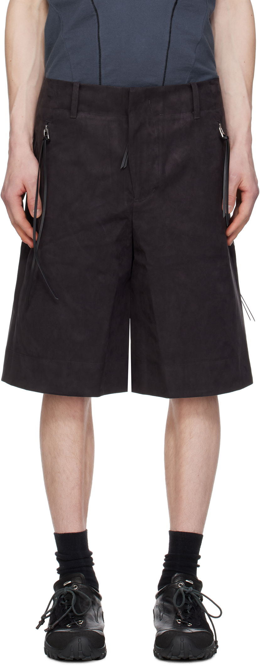Shorts Post Archive Faction (PAF) PAF 8.0 Center Technical Faux-Suede Shorts Svart | 8.0 BTPC-B