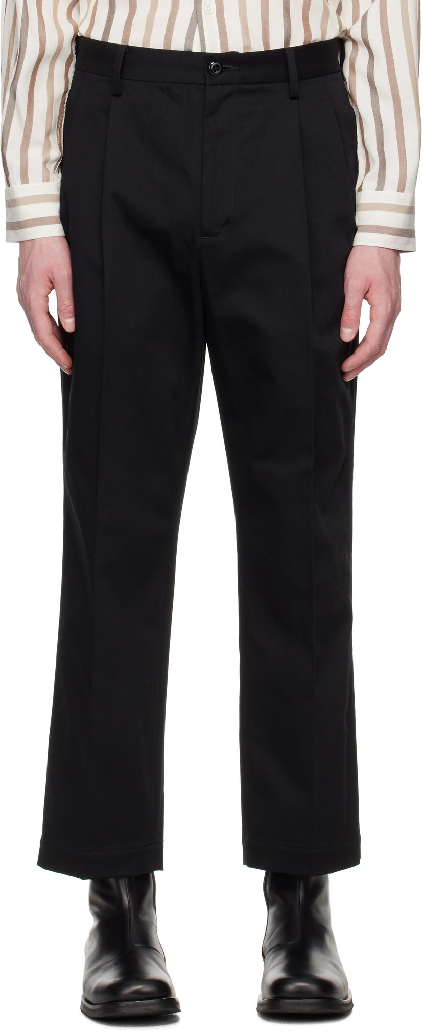 Byxor WACKO MARIA WACKO MARIA Double Pleated Chino Trousers Svart | 25SS-WMP-PT13