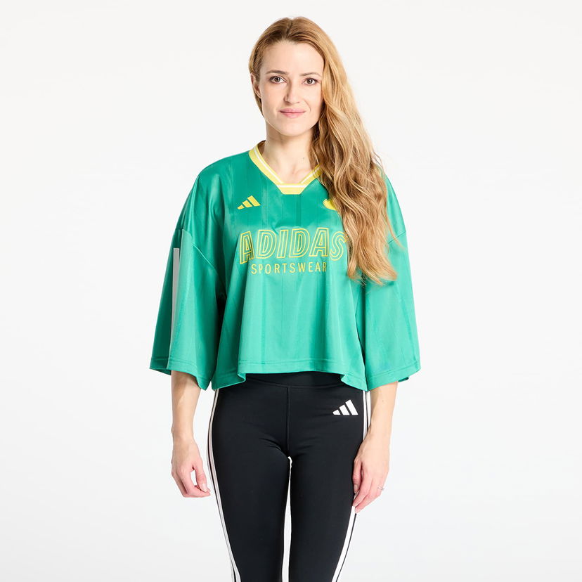 Jersey adidas Performance Tiro Cut 3 Stripes Oversized Mesh Cropped Jersey Grön | JG4096