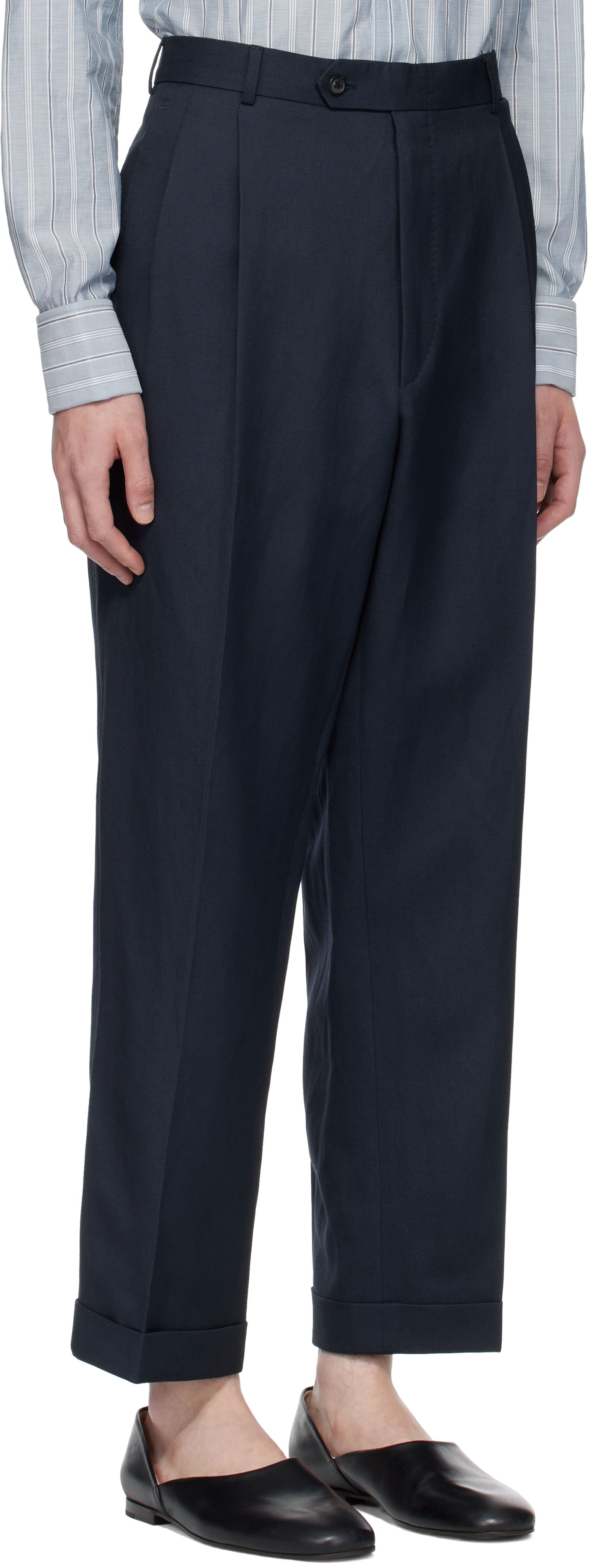 Byxor Maison Margiela Maison Margiela Turn-up Trousers Mörkblå | S50KA0669 M35287, 1