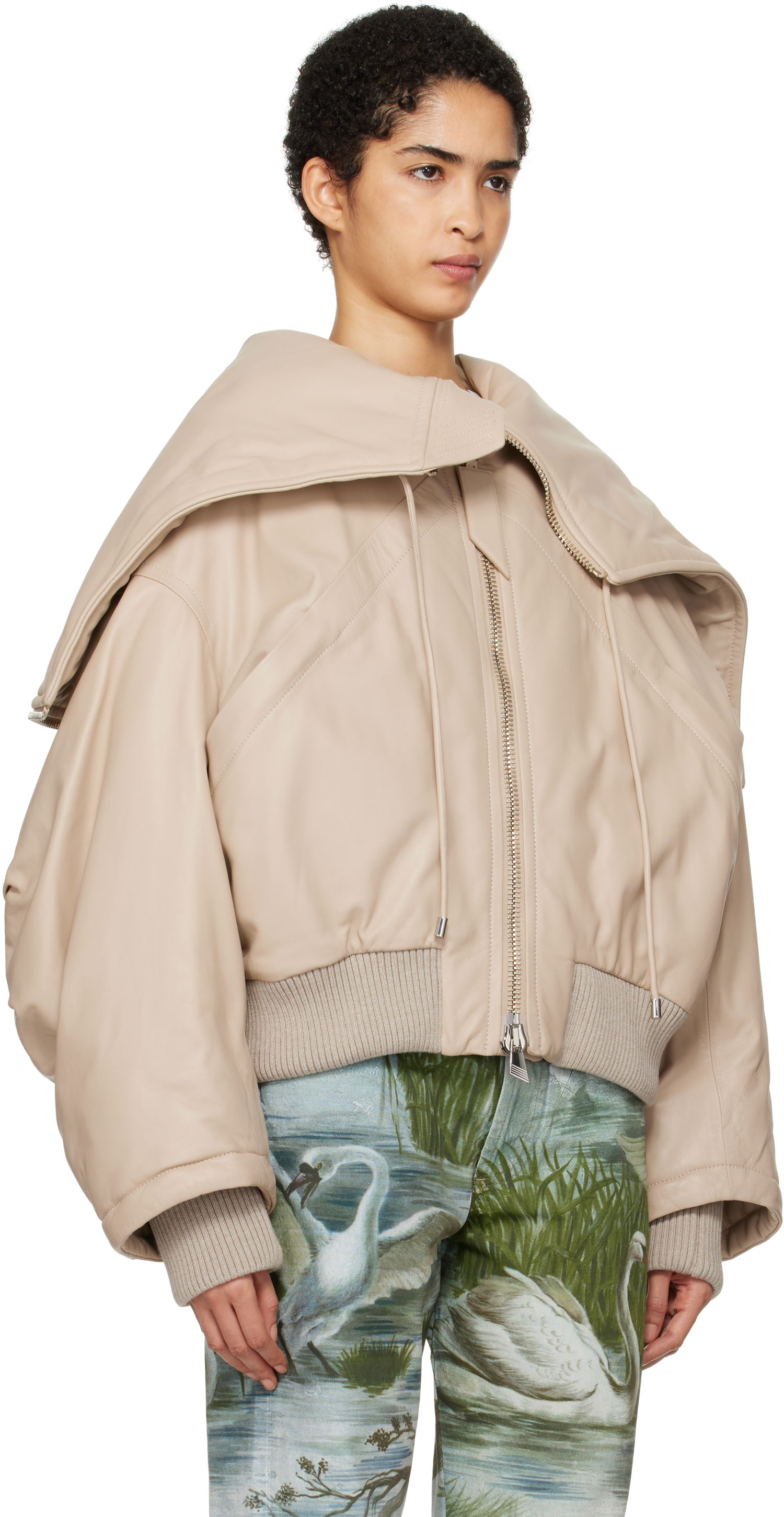 Bomberjacka The Attico The Attico Padded Leather Bomber Jacket Beige | 250WCB00062 LBT128AA, 1