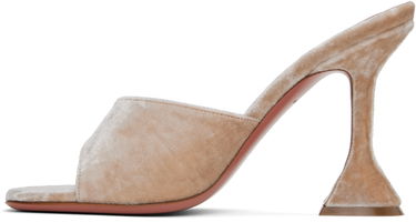Sneakers och skor Amina Muaddi Lupita Slipper Heeled Sandals Beige | LUPITA SLIPPER VELVET, 2