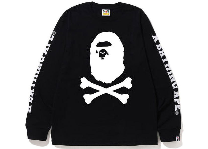 T-shirt BAPE BAPE A Bathing Ape Crossbone L/S Tee Black Svart | 4I72111001