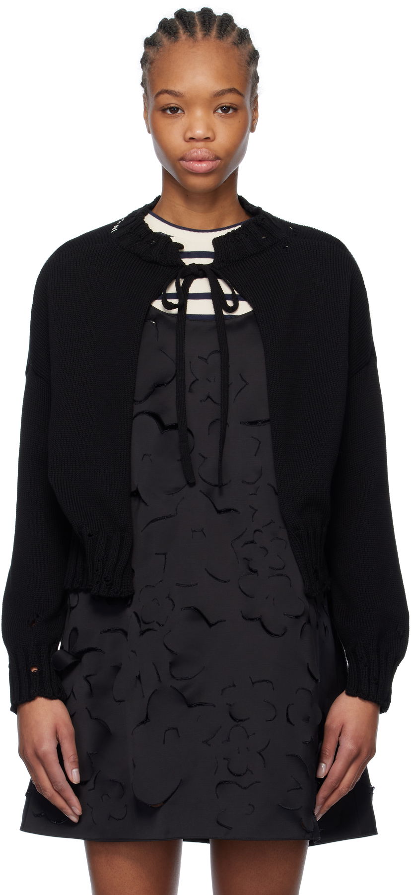 Sweater Marni Marni Worn Ribs Shrug Sweater Svart | GCMD0579A0 UFC652