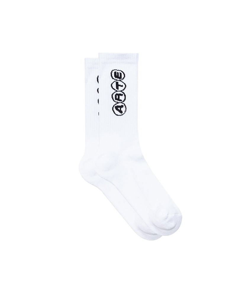 Strumpor Arte Antwerp Arte Antwerp Circle Logo Crew Socks Vit | AW25-236M-WHT
