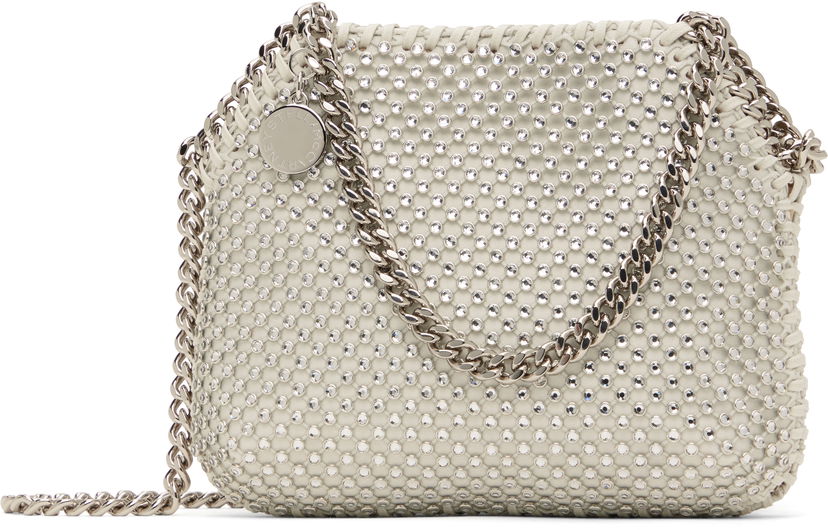 Axelväska Stella McCartney Mini Falabella Crystal Mesh Bag Grå | 700109WP0499