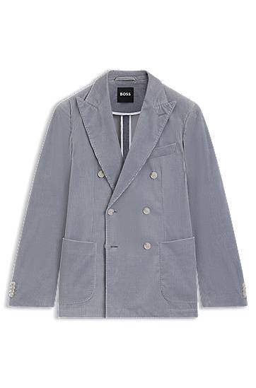 Jacka BOSS Slim-fit Stretch-Cotton Corduroy Blazer Grå | 50551597