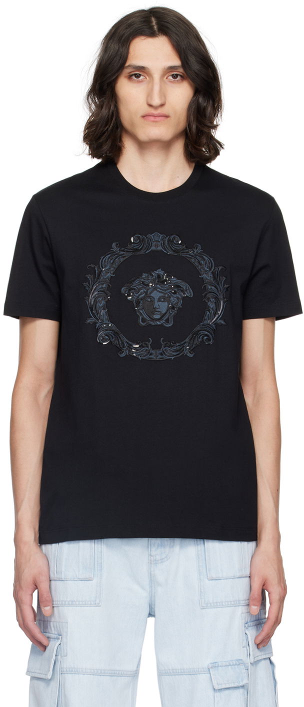 T-shirt Versace Black Medusa Cartouche T-Shirt Svart | 1013944_1A10645