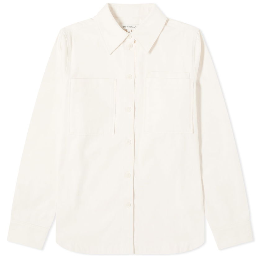 Skjorta MAISON KITSUNÉ Fresh Cotton Overshirt, Size Large Vit | MW00409WW0098-P705