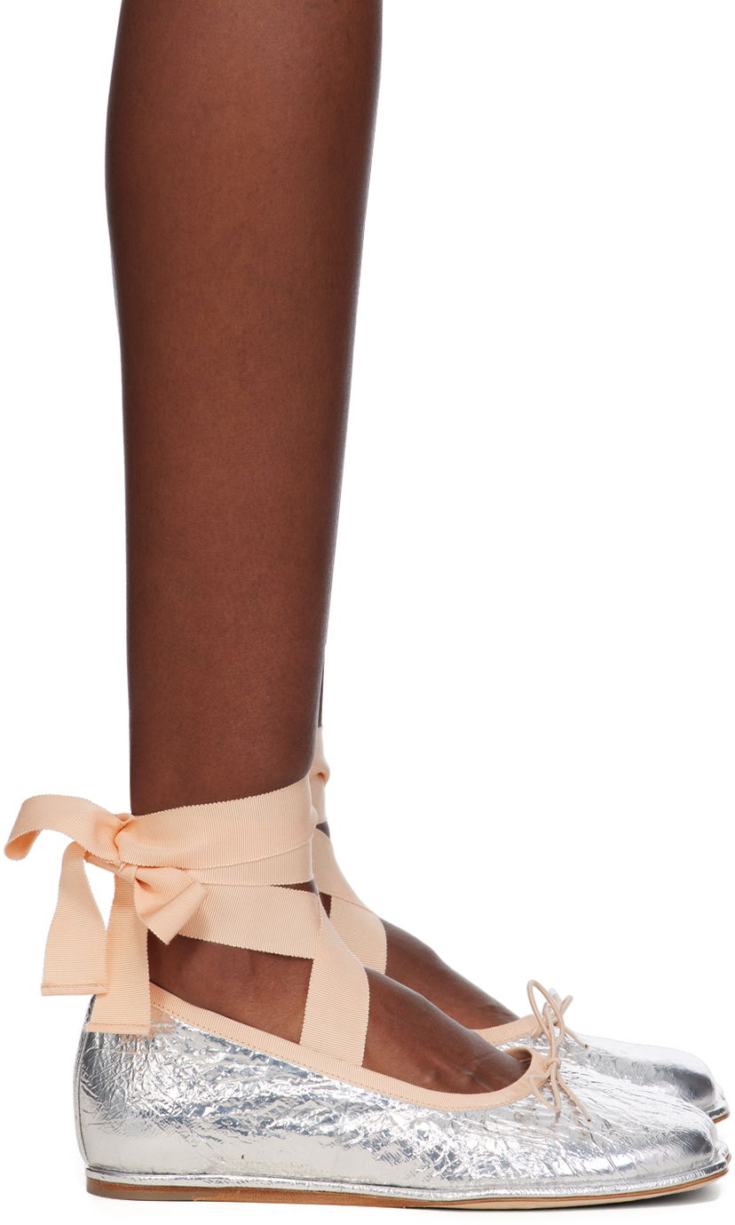 Skovård Simone Rocha Simone Rocha Ribbon Bow Ballerina Flats Metallisk | RMP17 0781