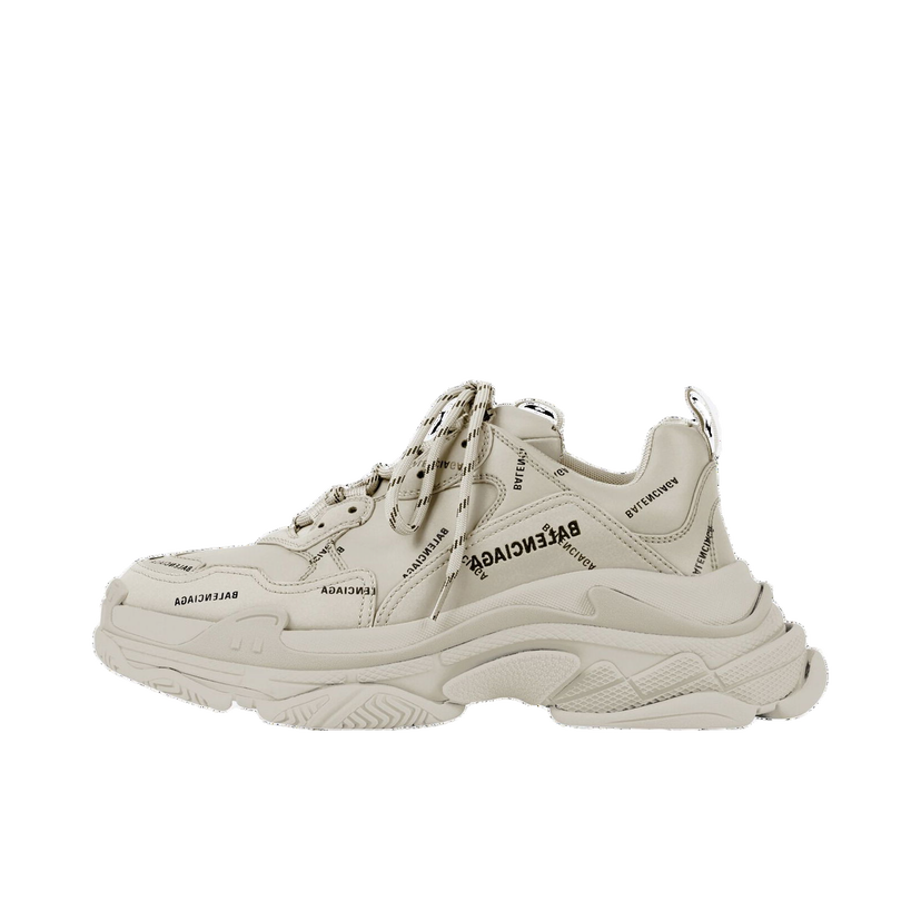 Sneakers och skor Balenciaga All Over Logo Triple S Beige Black Beige | 536737W2FA19710