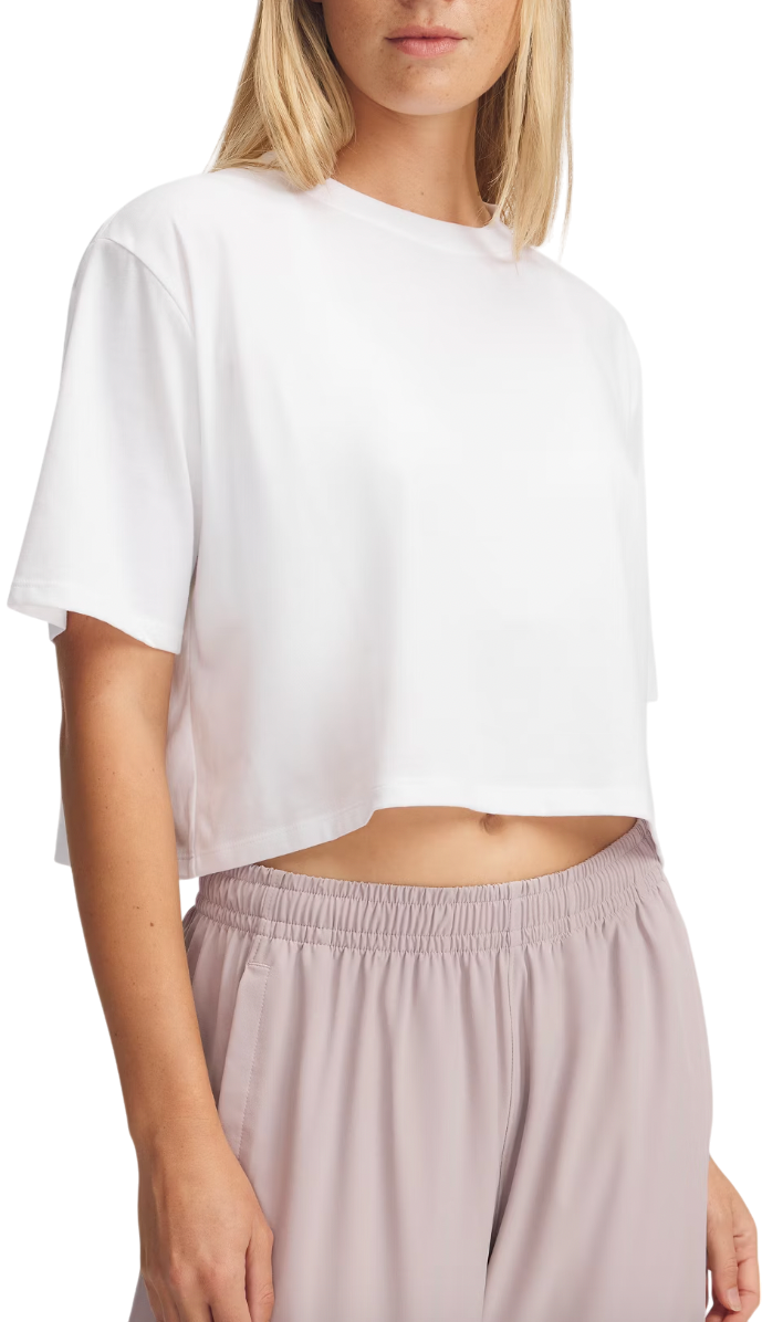 Crop top Under Armour Under Armour Rival Short Sleeve Crop Top Vit | 1389721-100