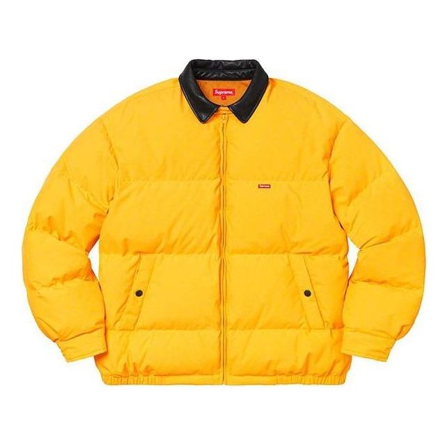 Pufferjacka Supreme Leather Collar Puffy Jacket Gul | SUP-FW19-1029