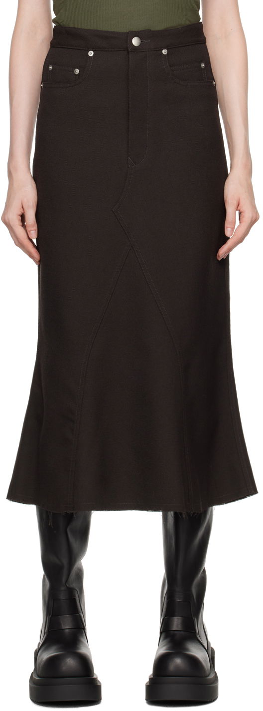 Kjol Rick Owens Gray Porterville Godet Midi Skirt Svart | RP02D3349 WD