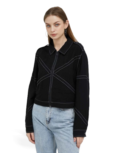 Jacka DKNY Crinkle Dressing Zipper Front Statement Jacket Svart | P3DCTS02