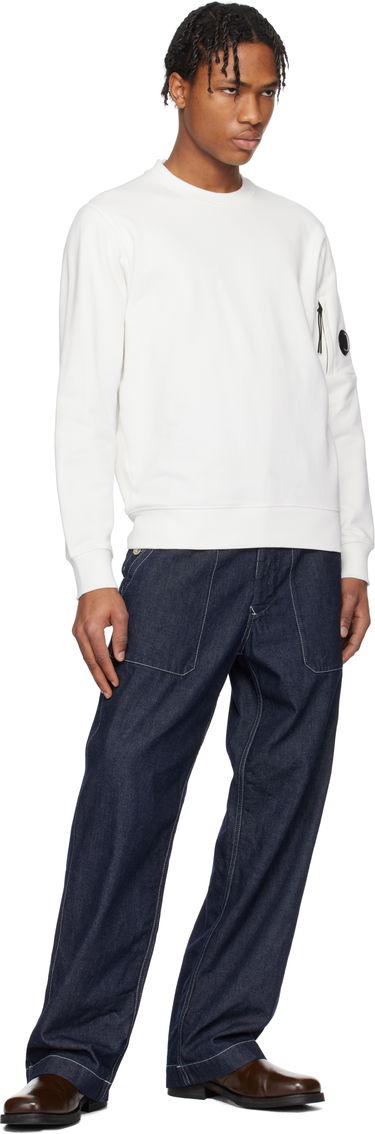 Sweater C.P. Company C.P. Company Diagonal Raised Fleece Crewneck Lens Sweatshirt Vit | 18CMSS023A-005086W, 4
