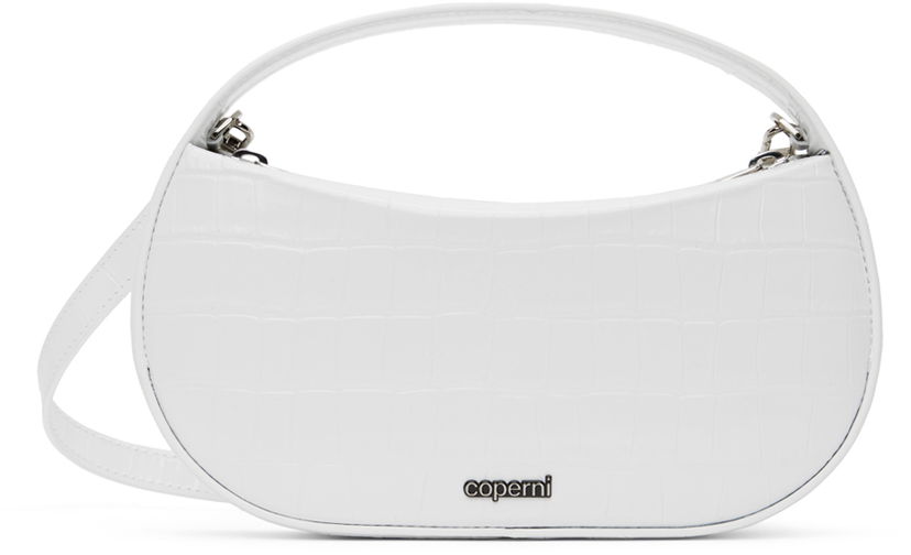 Handväska Coperni Coperni Small Sound Swipe Croco Bag Vit | COPBA72BIS838B