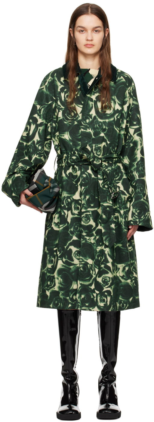 Trenchcoat Burberry Floral Print Trench Coat Grön | 8081896