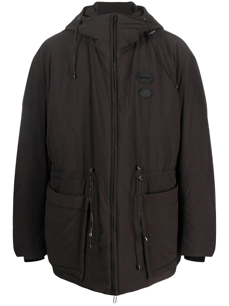 Pufferjacka Off-White Logo-Patch Padded Jacket Black Svart | OMED056F22FAB0011000