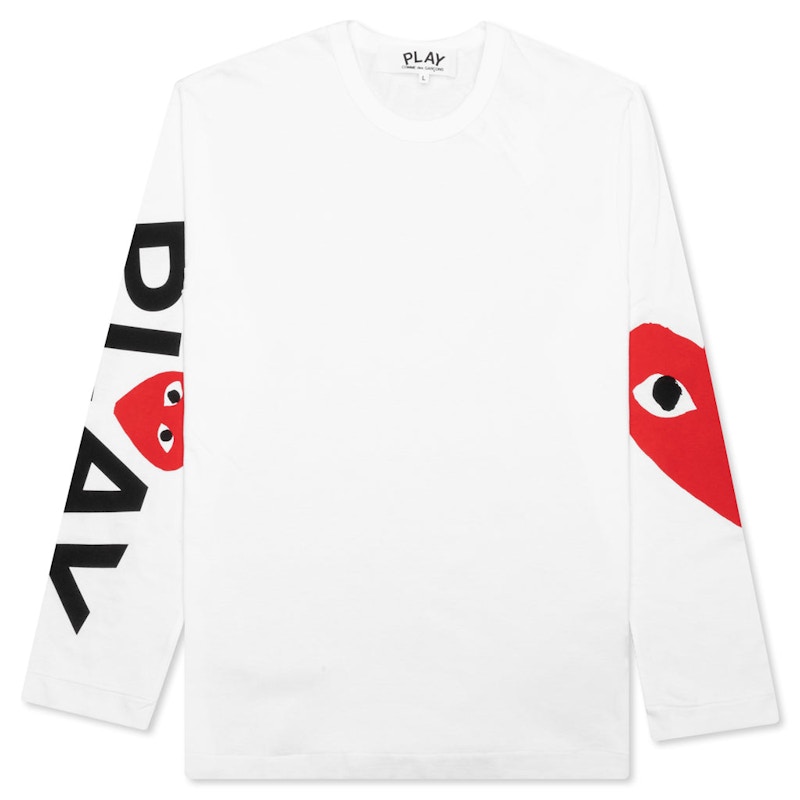 T-shirt Comme des Garçons Play Big Heart Long Sleeve T-Shirt Vit | AZ-T257-051-1