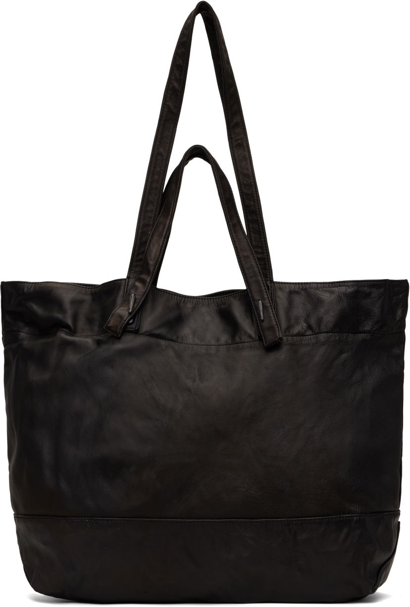 Tygpåse Yohji Yamamoto YOHJI YAMAMOTO Horse Double Handle Leather Tote Svart | HP-I01-770