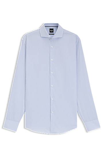 Skjorta BOSS Slim-fit Striped Cotton Twill Shirt Blå | 50545826