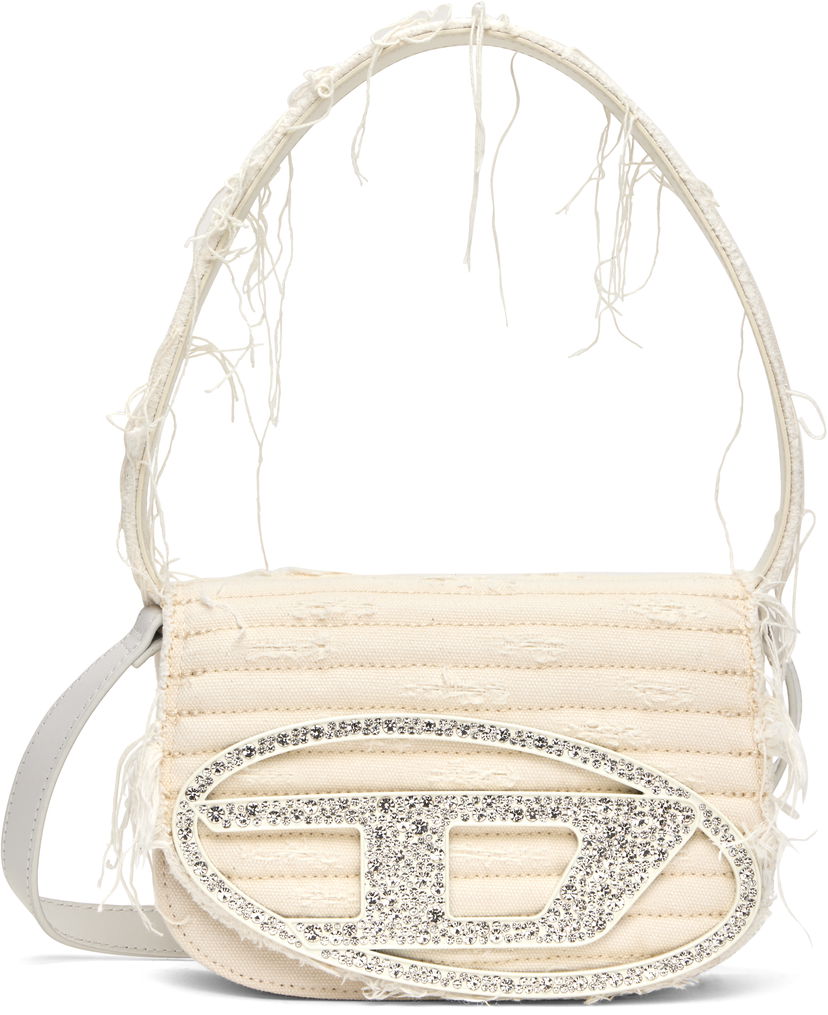 Axelväska Diesel Diesel 1DR Canvas Shoulder Bag with Crystal Logo Beige | X08396 P4728