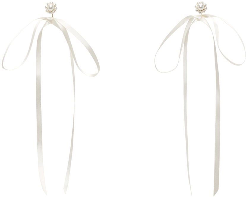 Örhängen Simone Rocha Simone Rocha Bow Ribbon Stud Earrings Vit | ERG389 0904