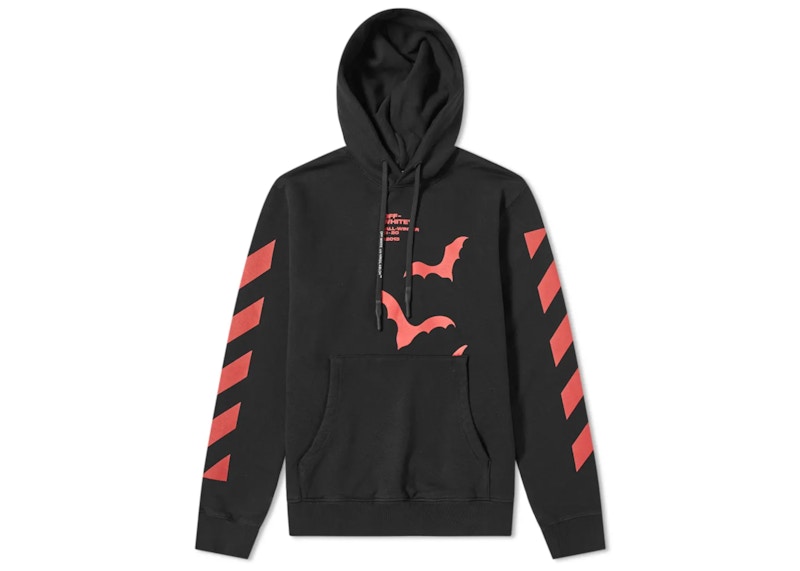 Sweatshirt Off-White Diagonal Sleeve Bats Slim Fit Hoodie Svart | OMBB034E19D250071020