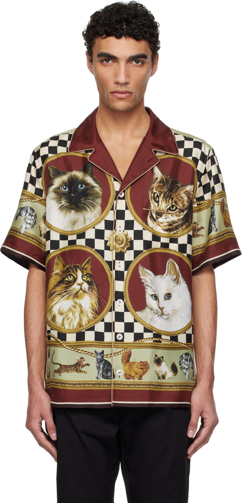 Skjorta Dolce & Gabbana Dolce&Gabbana Silk Cat Print Shirt Flerfärgad | G5LH3THI1VV