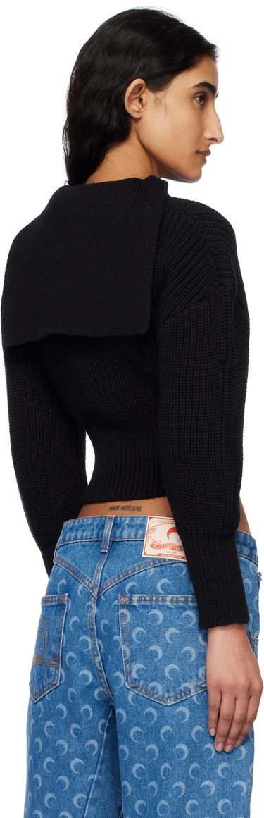 Sweater Marine Serre Marine Serre Half Cardigan Knit Sweater Svart | WTK027A CKNI0529, 2