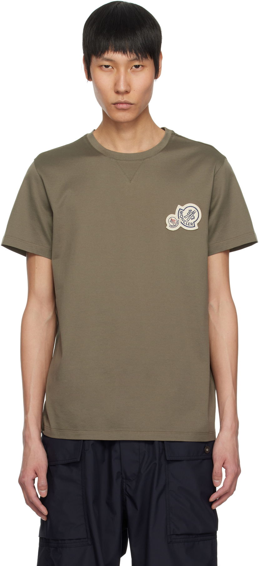 T-shirt Moncler Moncler Double Logo Patch Cotton T-Shirt Grön | K10918C000768390Y