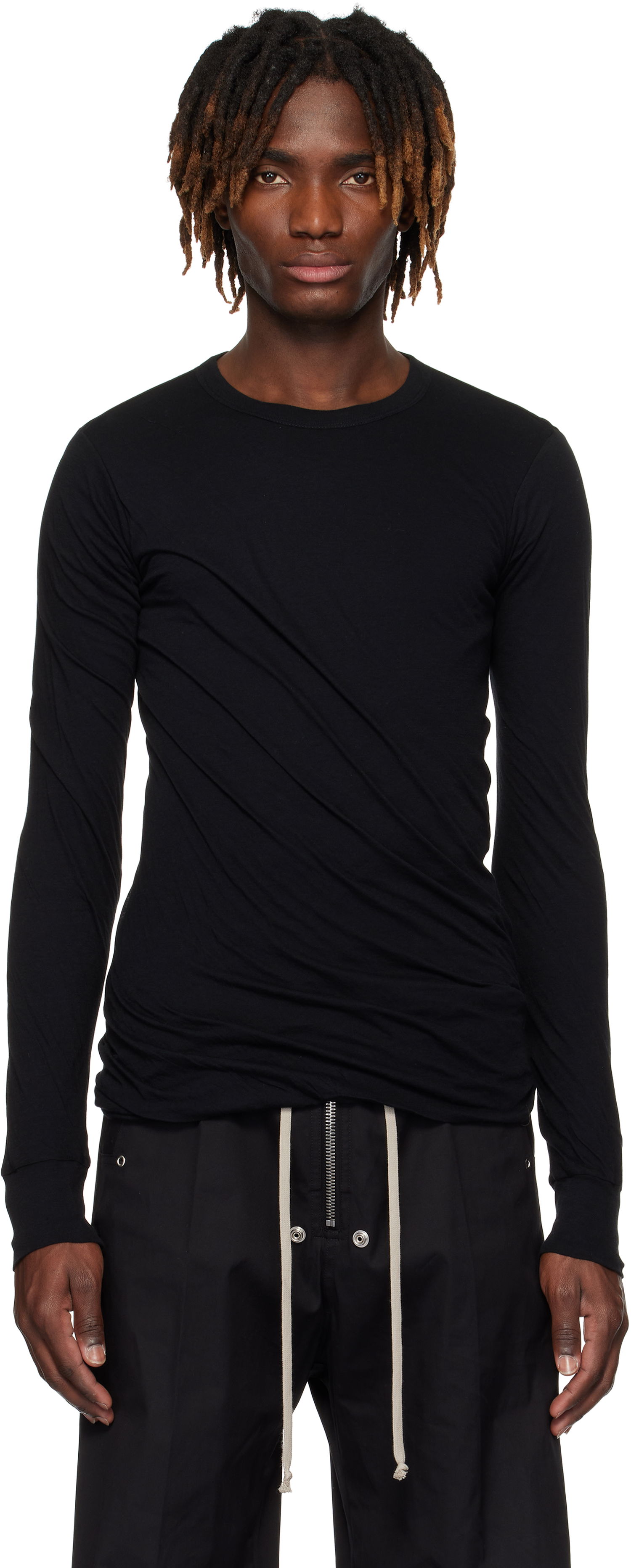 T-shirt Rick Owens Rick Owens Hollywood Double Long Sleeve T-Shirt Svart | RU01E5257 UC, 0