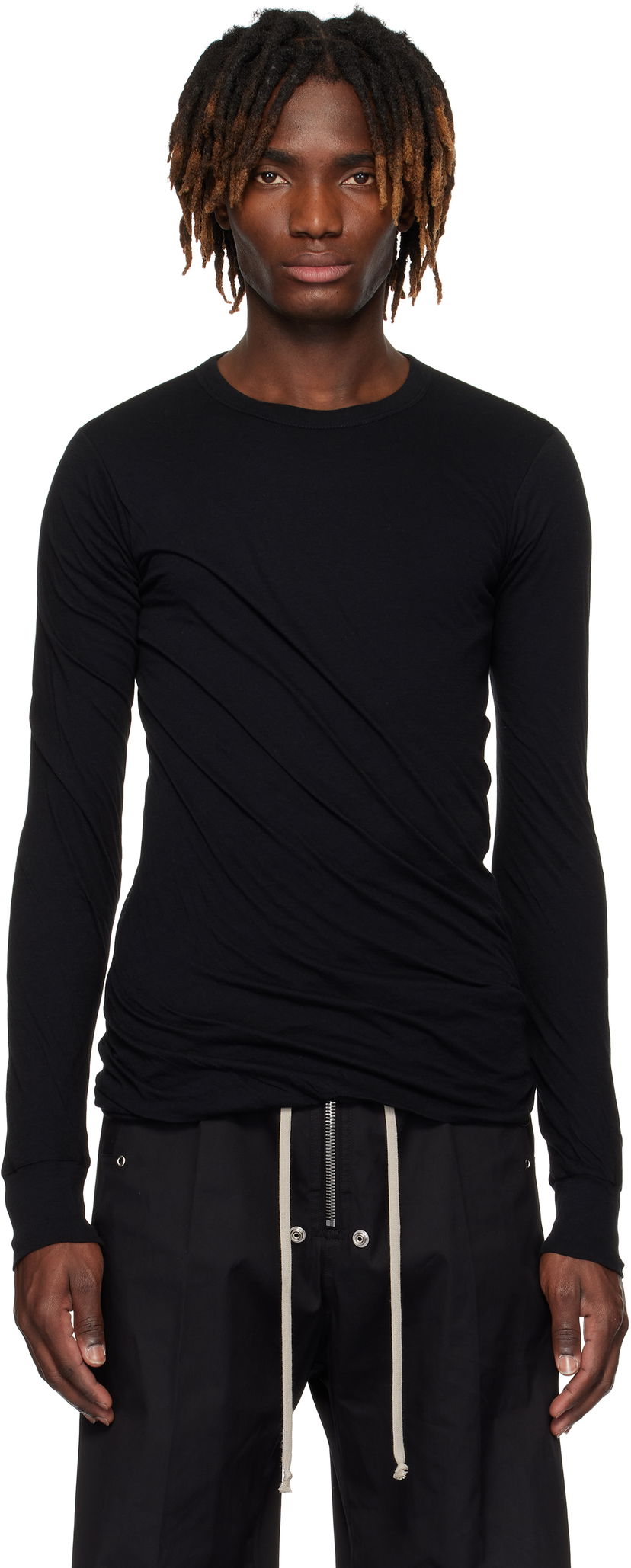 T-shirt Rick Owens Rick Owens Hollywood Double Long Sleeve T-Shirt Svart | RU01E5257 UC