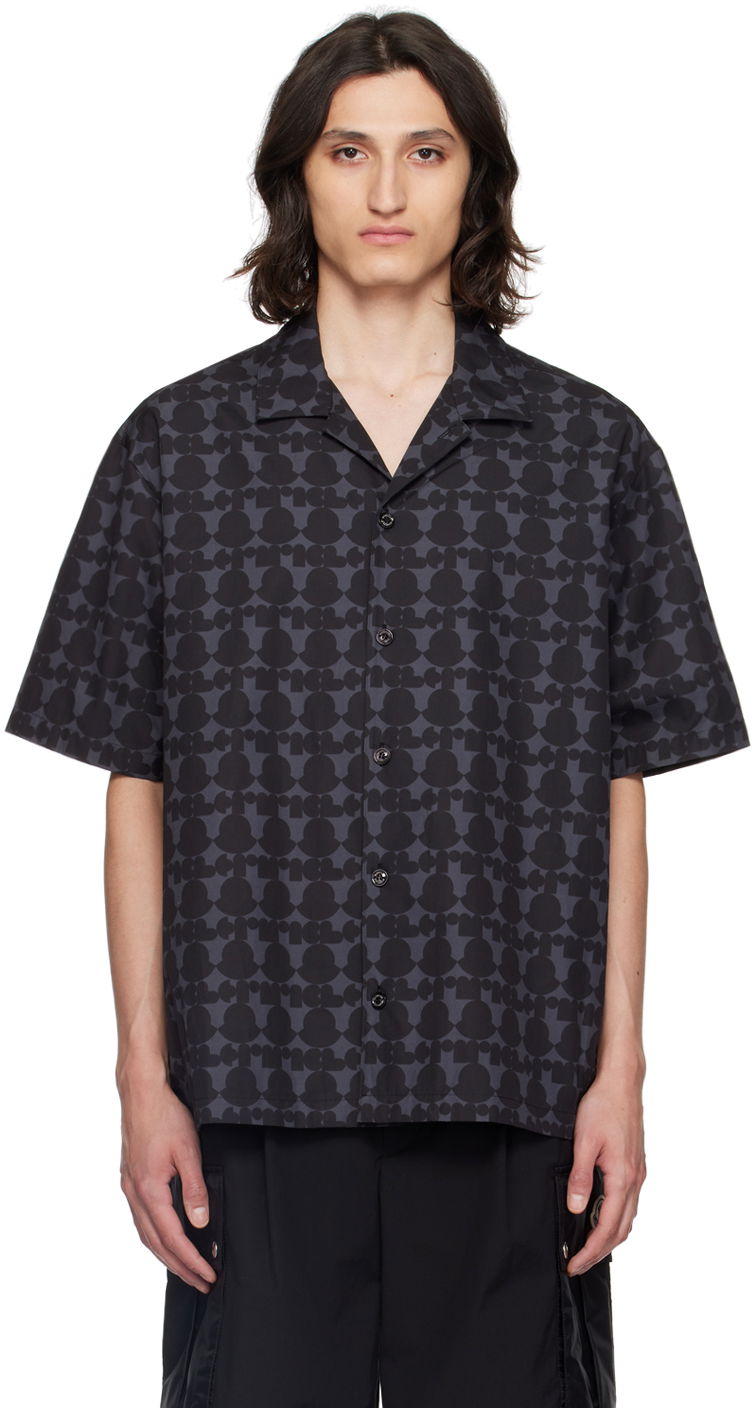 Skjorta Moncler Gray & Black Print Shirt Svart | J10912F00007597KV