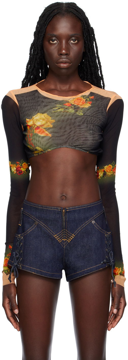 Crop top Jean Paul Gaultier Jean Paul Gaultier 'The Fleurs Petit Grand' Long Sleeve Crop Top Flerfärgad | 23/12-F-TO080-T525-6800