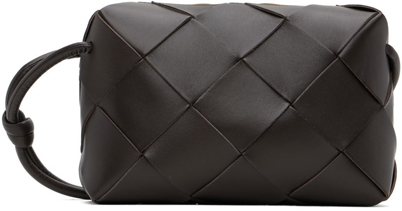 Handväska Bottega Veneta Small Cassette Leather Camera Bag Svart | 709417 VCQC2