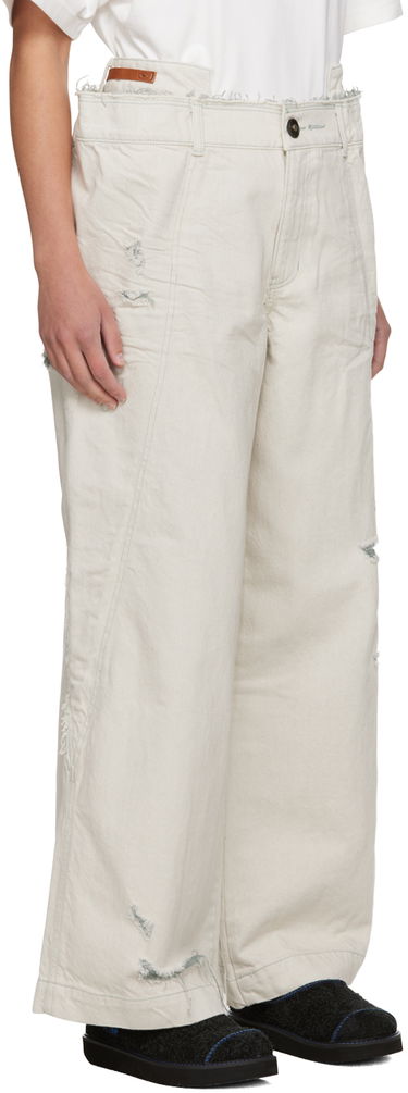 Cargo byxor ADER ERROR Distressed Wide Leg Jeans Beige | BMADFWBT0110WH, 1